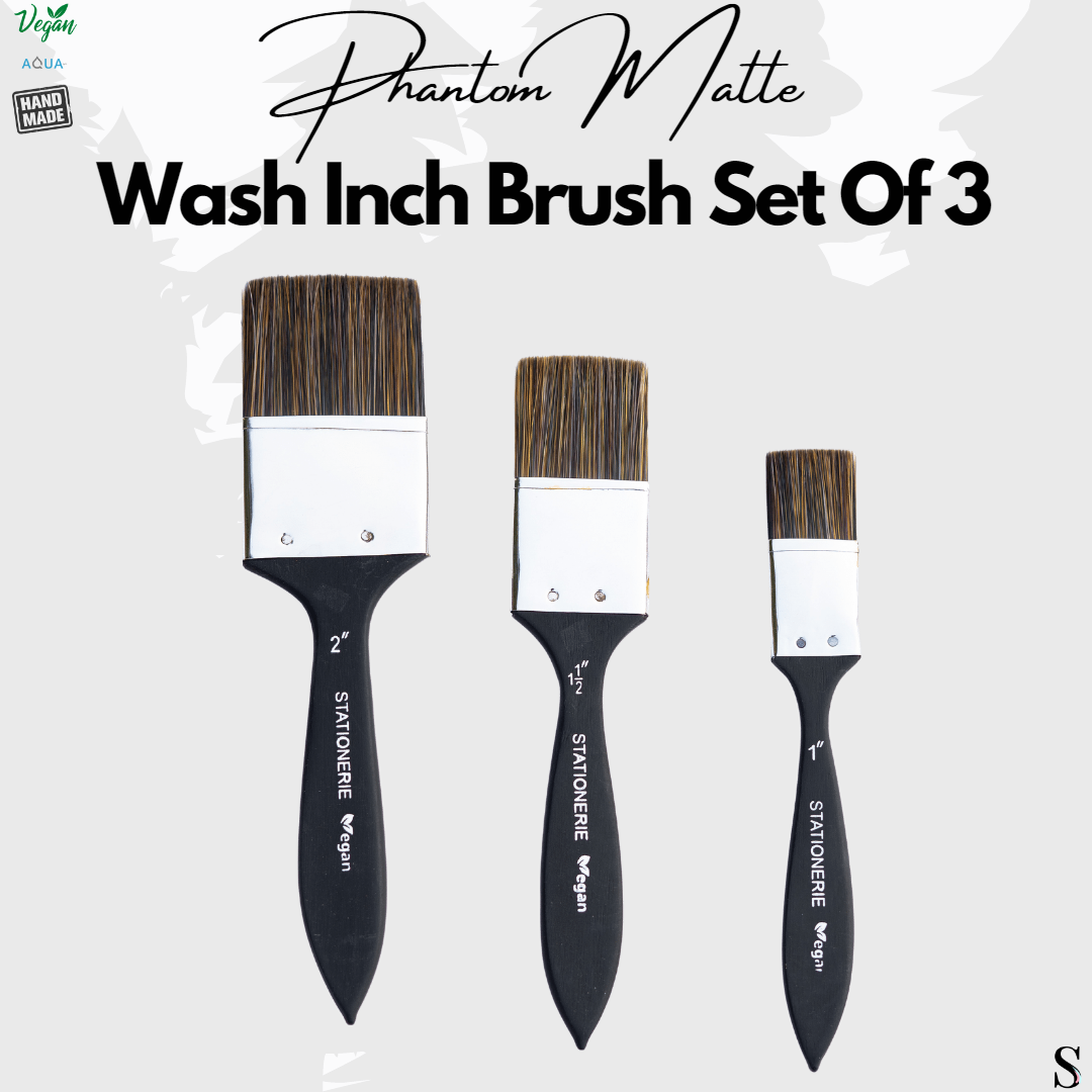 Stationerie 2nd Gen Vegan Inch Wash Brush Set  1', 1.5',  2'