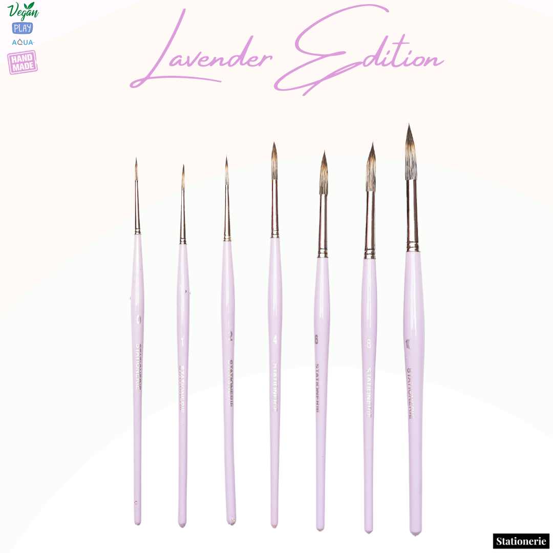 Stationerie Signature Vegan Handmade Long Bristle Liner Set Of 4 Lavender Edition (2nd Gen)