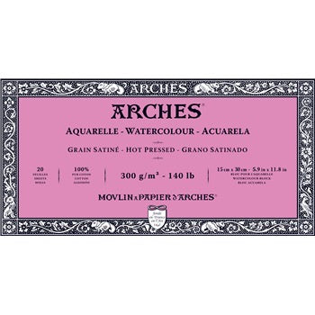 Arches Watercolor Paper Block 300GSM 15x30CM 6x12INCH Hot Pressed