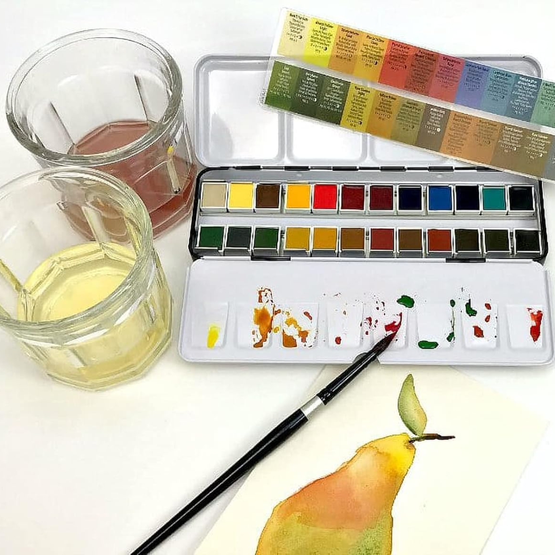 Daniel Smith 24 Color Hand Poured Watercolor Half Pan Set in a Metal Box