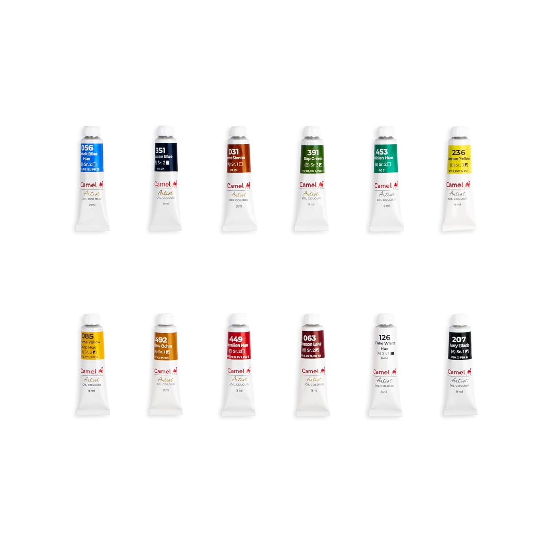 Camel  Artist  Oil  Colours  Assorted  pack  of  12  shades  in  9  ml