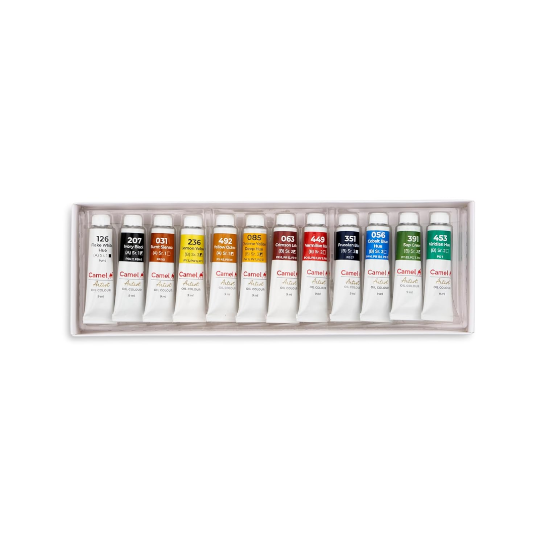 Camel  Artist  Oil  Colours  Assorted  pack  of  12  shades  in  9  ml