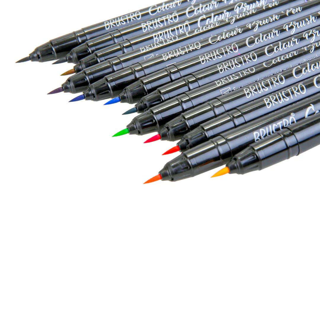 BRUSTRO Colour Brush Pens Set of 12