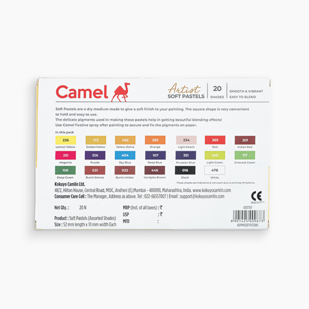Camel  Artist  Soft  Pastels  Assorted  pack  of  20  shades