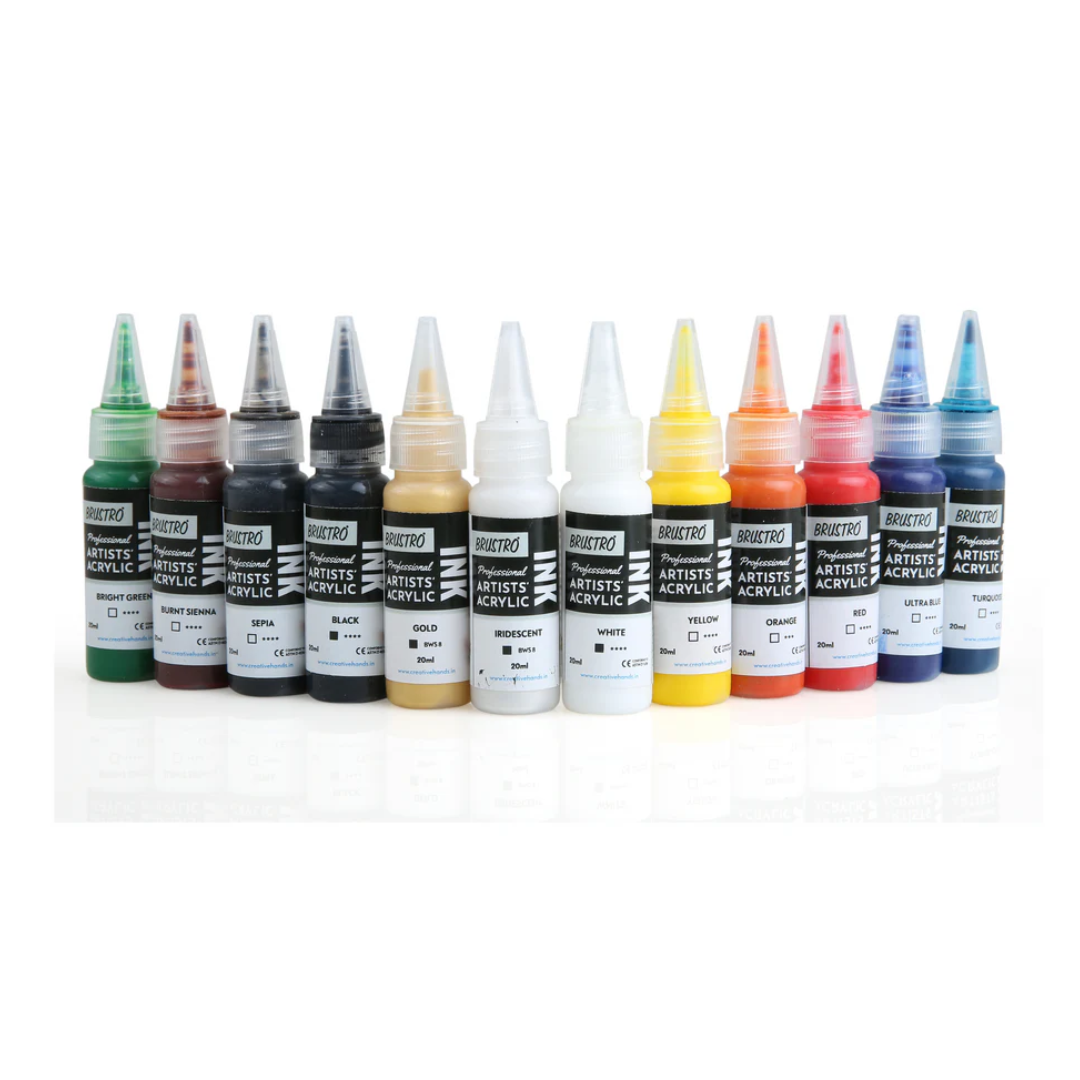 Brustro Professional Artists Acrylic Ink Set of 12 x 20ml