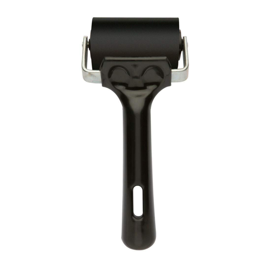 Stationerie 2 inch Rubber Roller Brayer Rollers, Glue Roller Black Handle for Ink Paint Block Stamping, Printmaking Wallpaper Arts Crafts