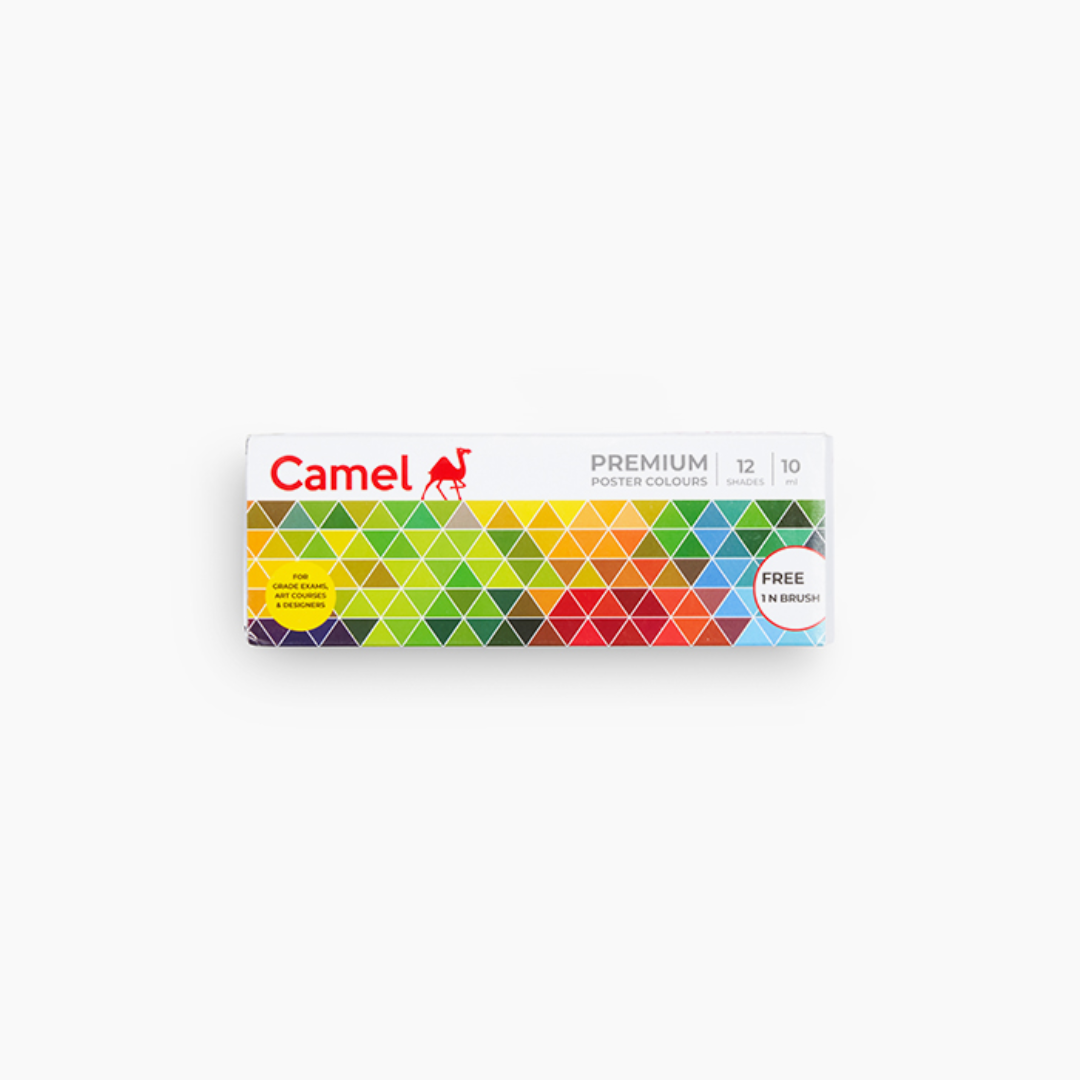 Camel  Premium  Poster  Colours  Assorted  pack  of  12  shades  in  10  ml ,  Brush Free
