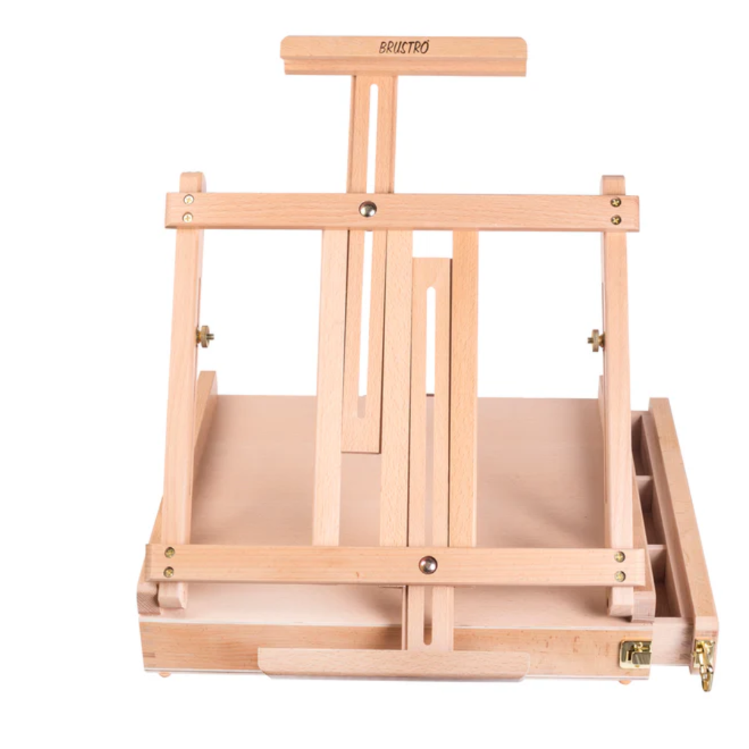 Brustro Artists' Portable Tabletop Wood Sketchbox Easel With Wooden Drawer