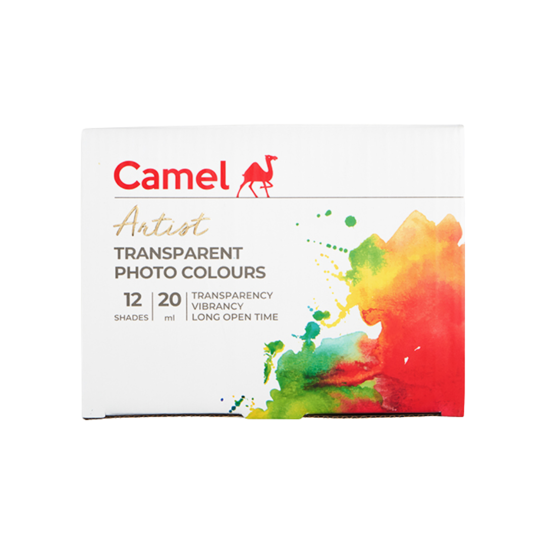 Camel Transparent  Photo  Colours  Assorted  pack  of  12  shades  in  20  ml
