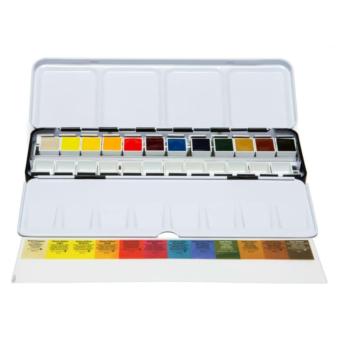 Daniel Smith 12 Color Hand Poured Watercolor Half Pan Set in a Metal Box