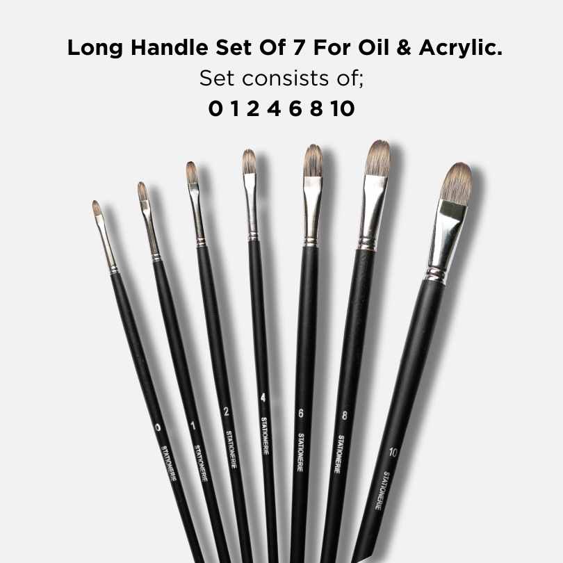 Stationerie Vegan Filbert 11'' Long Handle Set Of 7