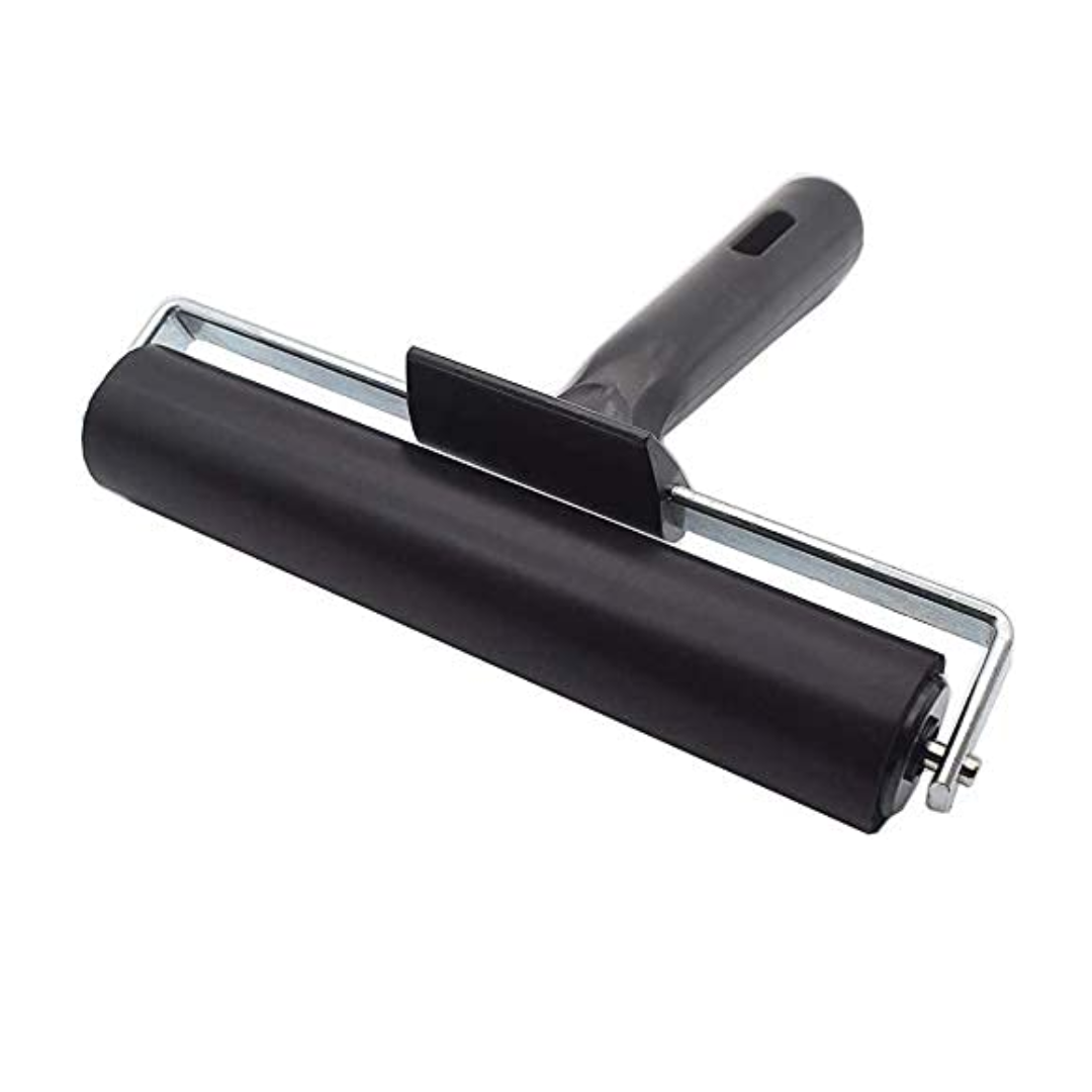 Stationerie 6 inch Rubber Roller Brayer Rollers, Glue Roller Black Handle for Ink Paint Block Stamping, Printmaking Wallpaper Arts Crafts