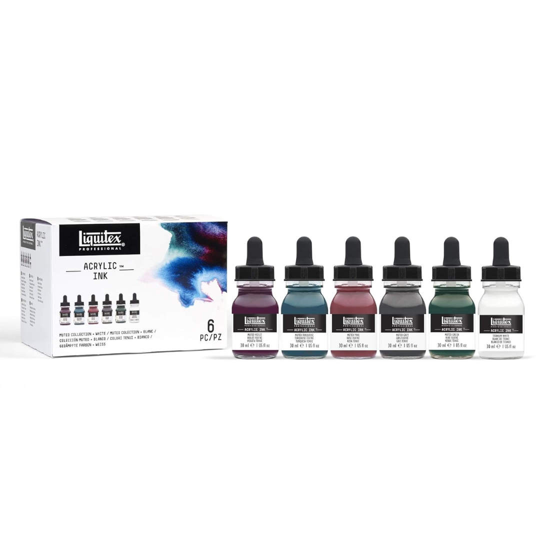 Liquitex Professional Acrylic Ink! Muted Collection Plus White 6 Piece Set
