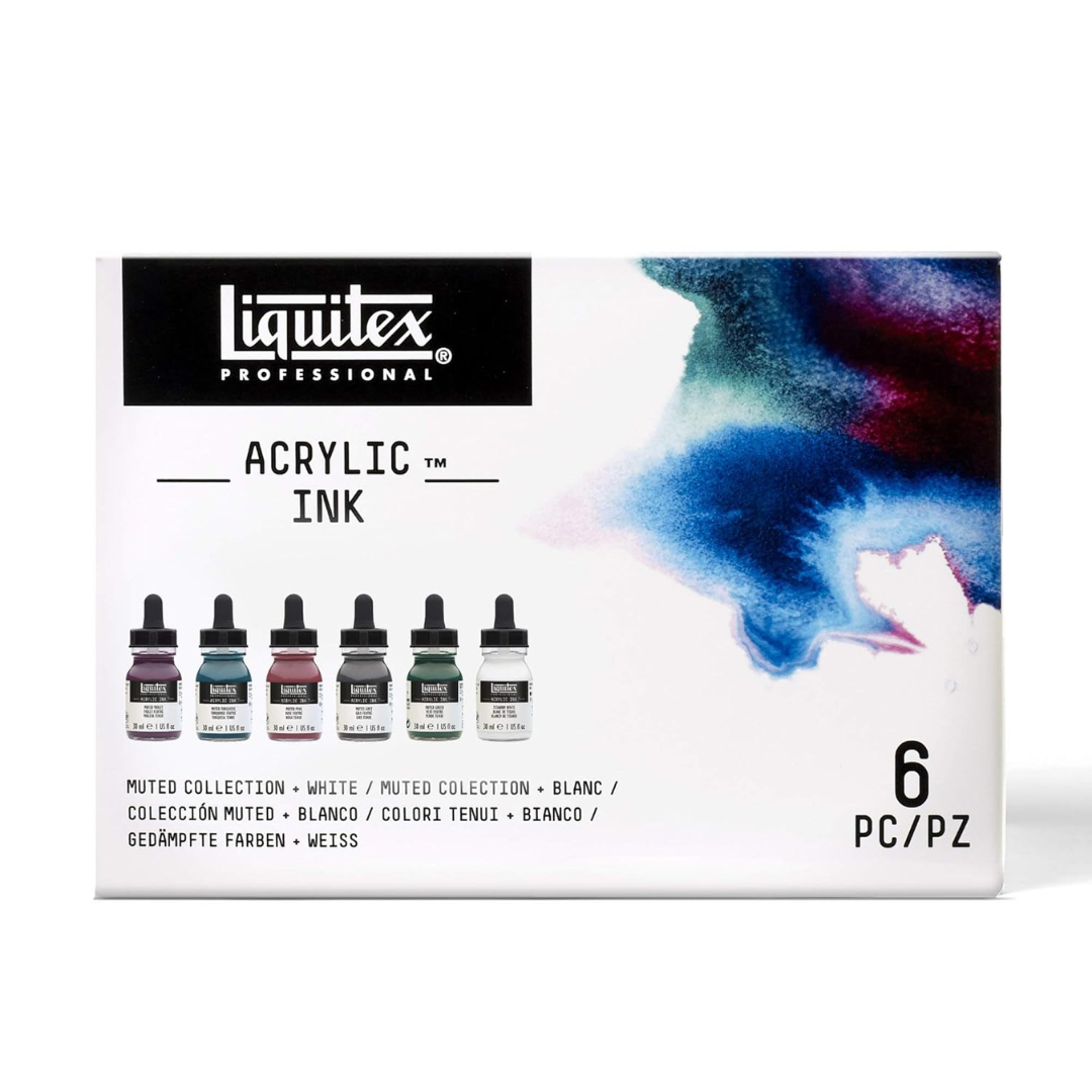Liquitex Professional Acrylic Ink! Muted Collection Plus White 6 Piece Set