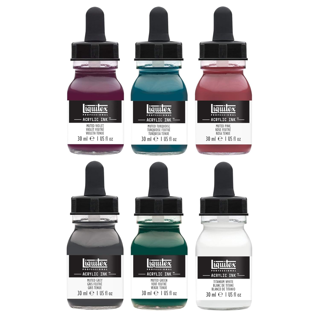 Liquitex Professional Acrylic Ink! Muted Collection Plus White 6 Piece Set