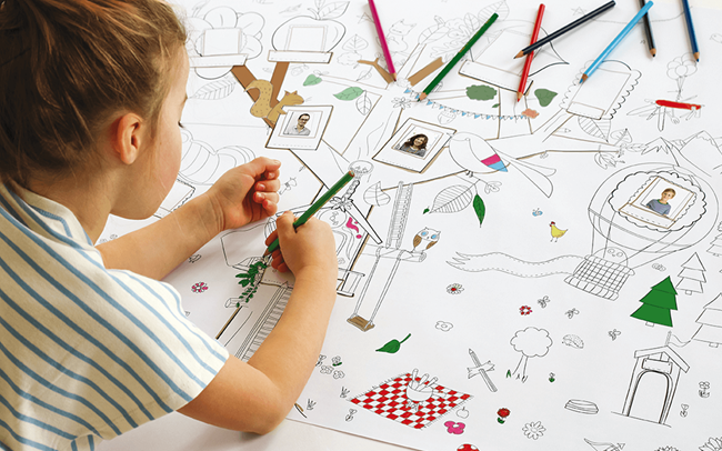 Caran d'Ache Family Tree XXL Poster Set with 18 Fancolor Pencils