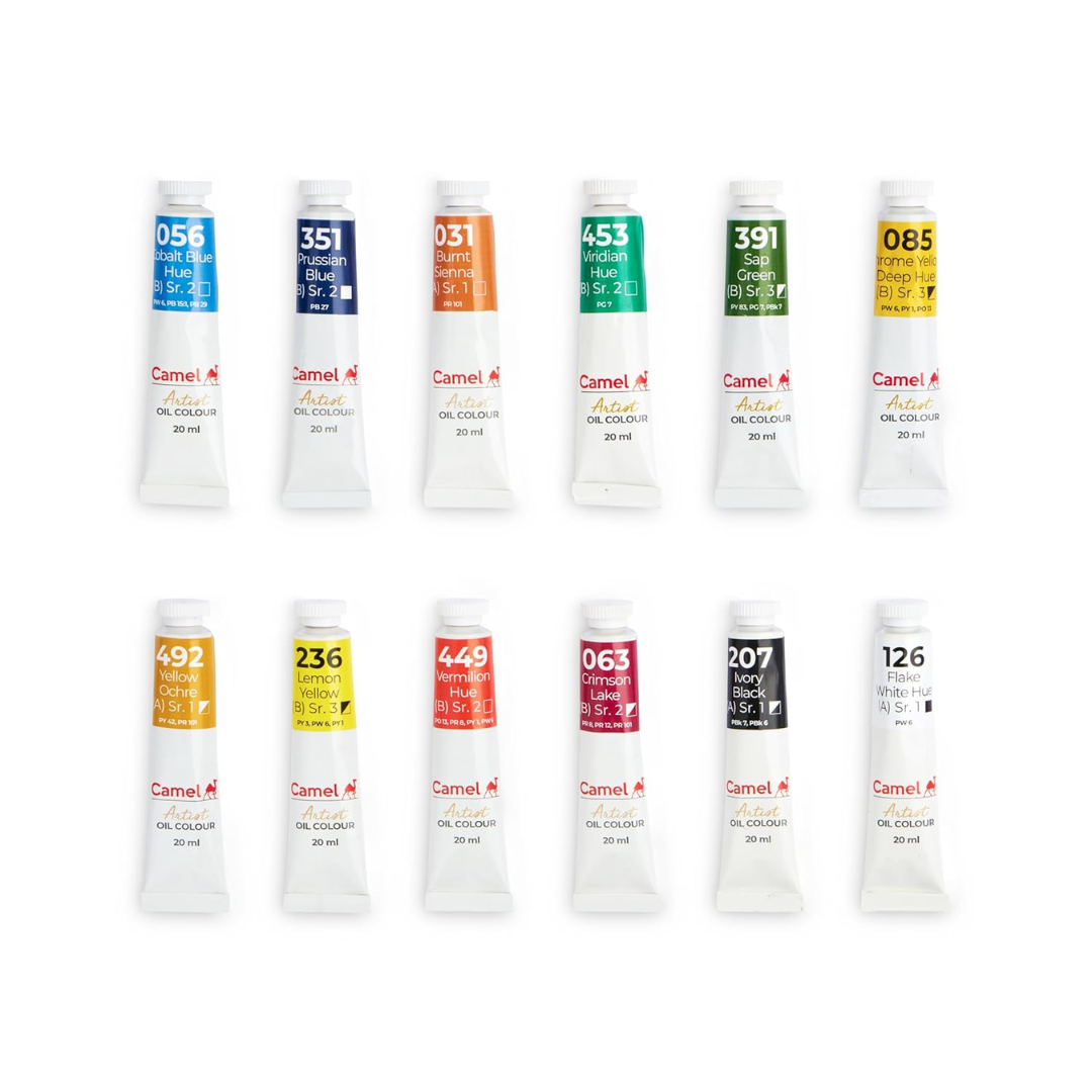 Camel  Artist  Oil  Colours  Assorted  pack  of  12  shades  in  20  ml