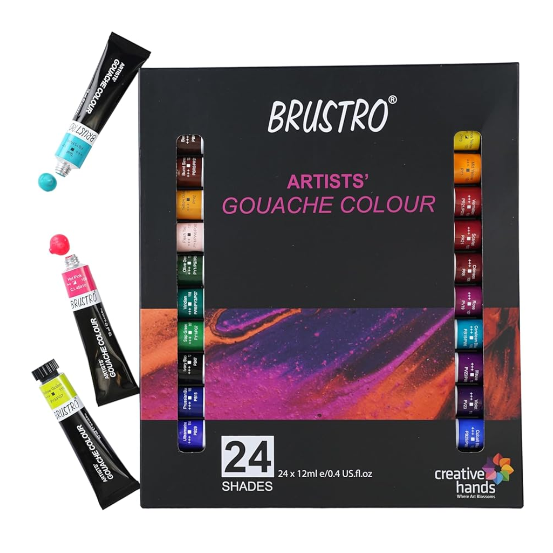 BRUSTRO Artists Gouache Colour Set 24x12ML Tubes