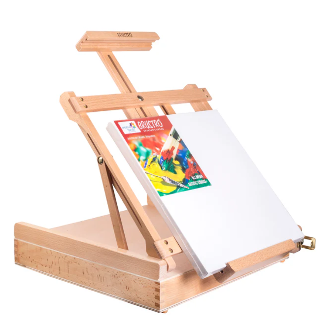 Brustro Artists' Portable Tabletop Wood Sketchbox Easel With Wooden Drawer