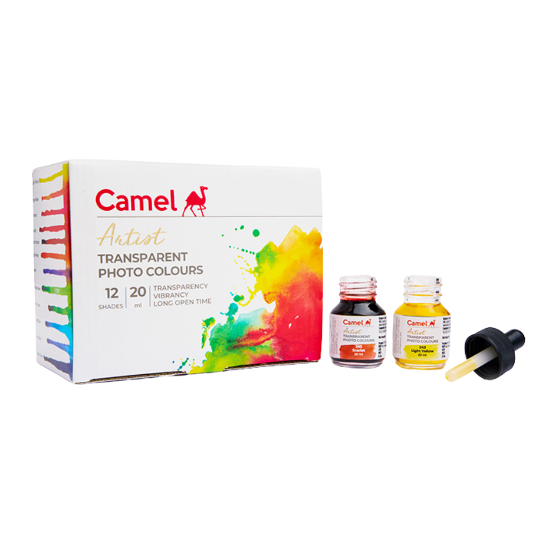 Camel Transparent  Photo  Colours  Assorted  pack  of  12  shades  in  20  ml