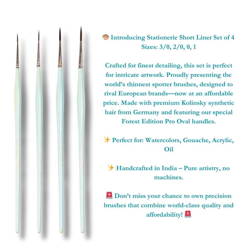 Stationerie Short Liner Set Of 4 Sea Mist Edition, Kolinsky Synthetic