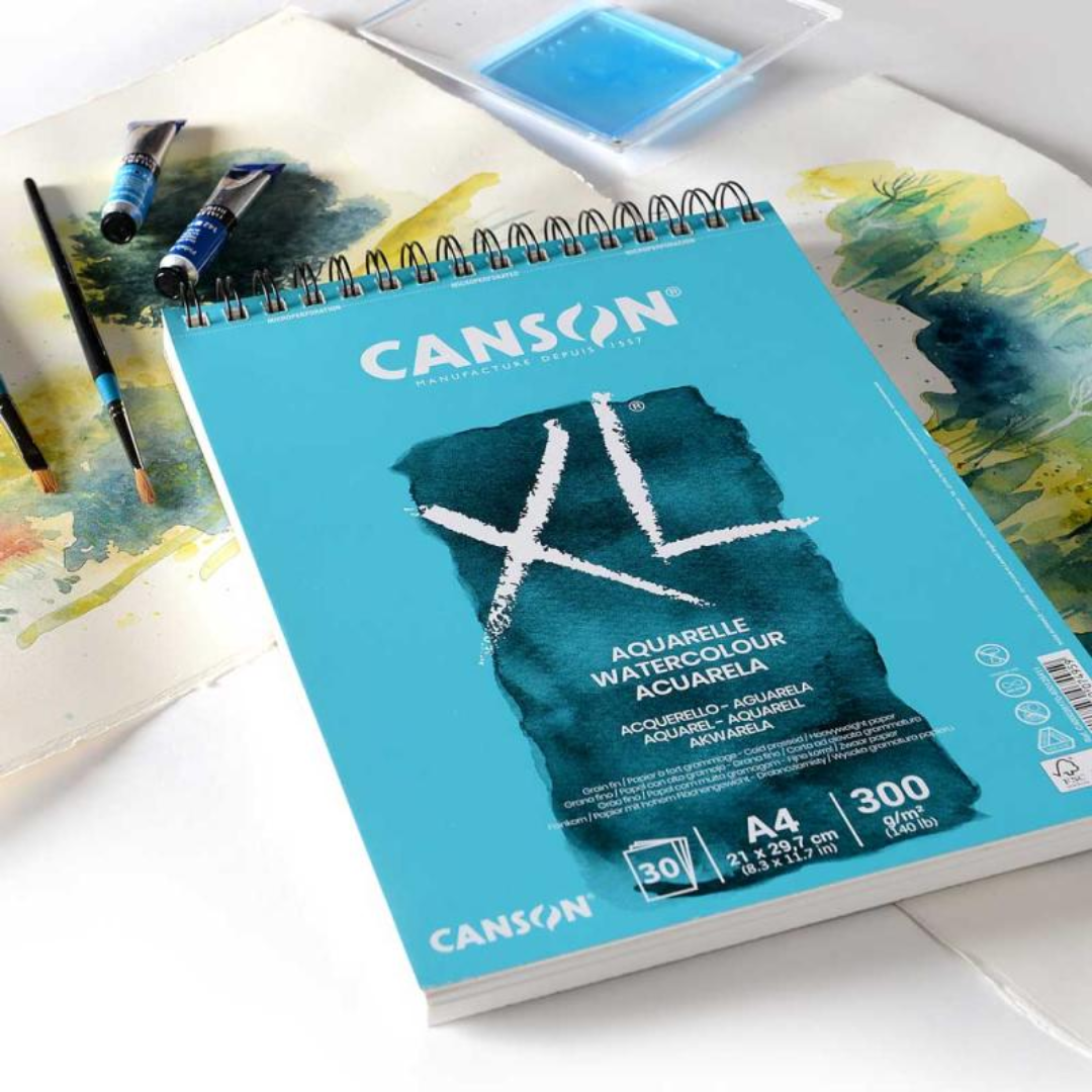 Canson Xl Aquarelle Note Block, 300 GSM, A4, 30 With Head Spiral Bound