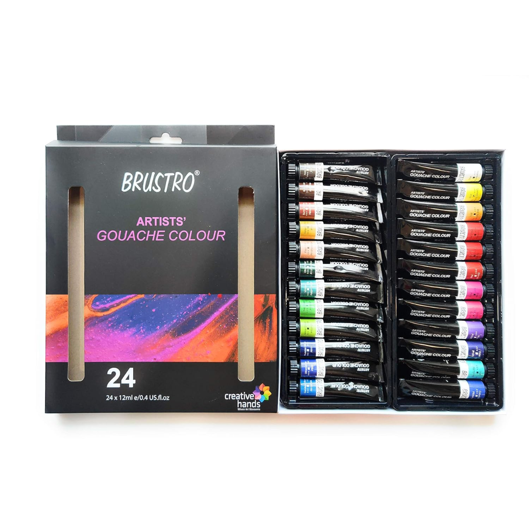 BRUSTRO Artists Gouache Colour Set 24x12ML Tubes