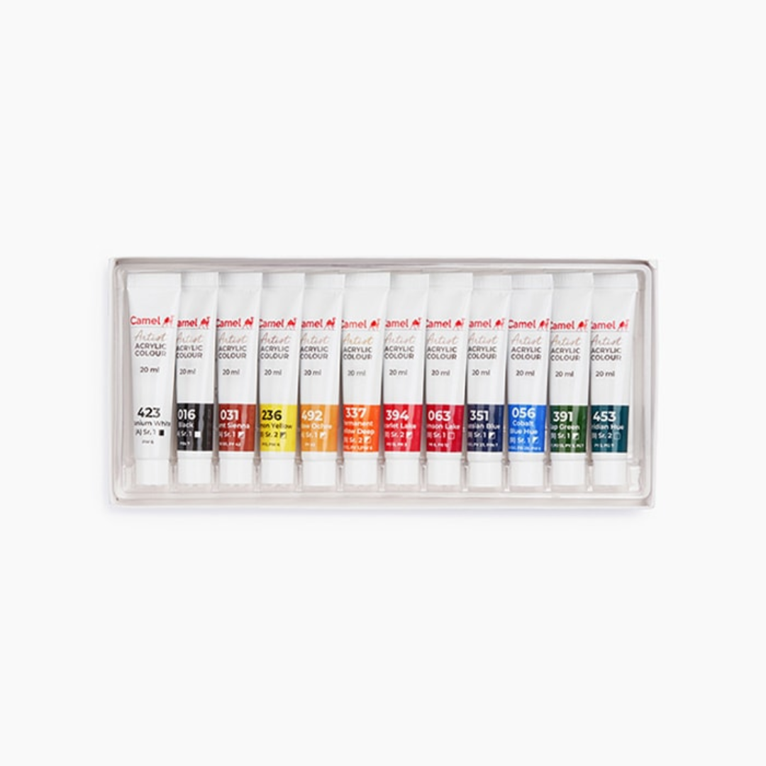 Camel Artist Acrylic Color Box 20ml Tubes 12 Shades