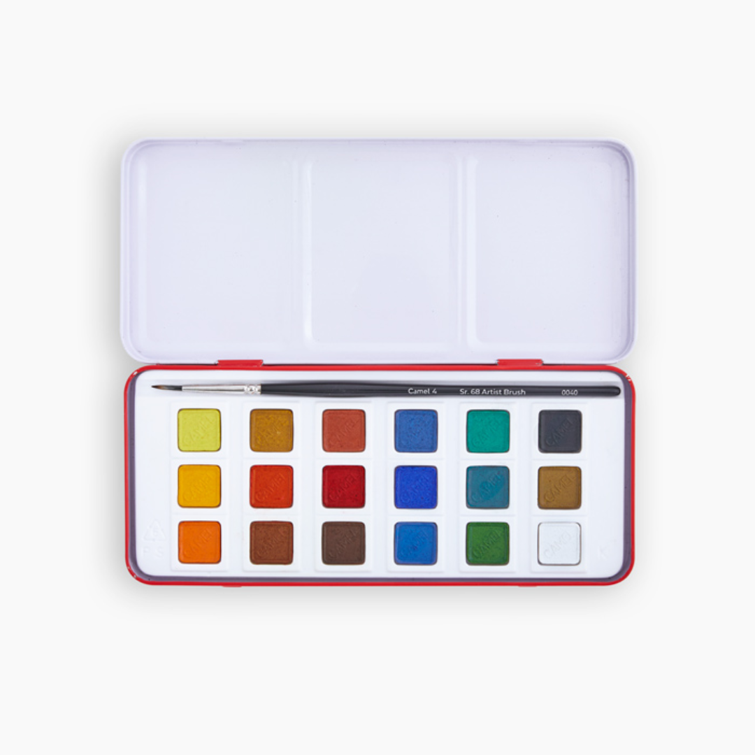 Camel  Artist  Water  Colours  Assorted  box  of  cakes,  18  shades  with  Brush