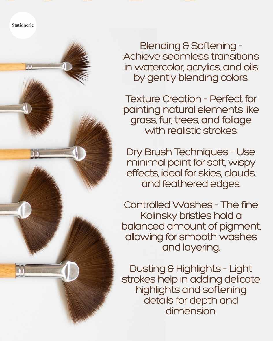 Stationerie Fan Brush 5 Kolinsky Syn
