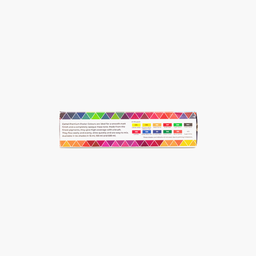 Camel  Premium  Poster  Colours  Assorted  pack  of  12  shades  in  10  ml ,  Brush Free