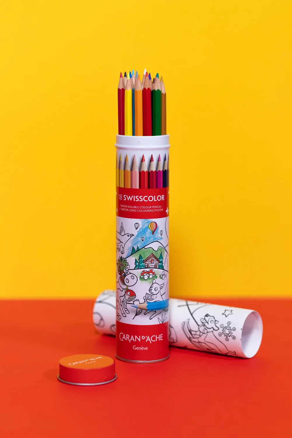 Caran d'Ache 18 Swisscolor Pencils + Swiss Animals Poster