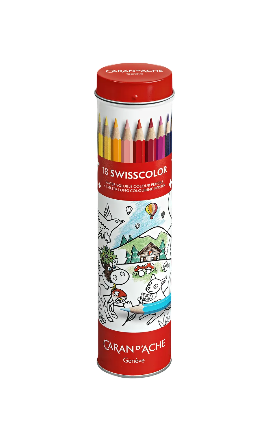 Caran d'Ache 18 Swisscolor Pencils + Swiss Animals Poster