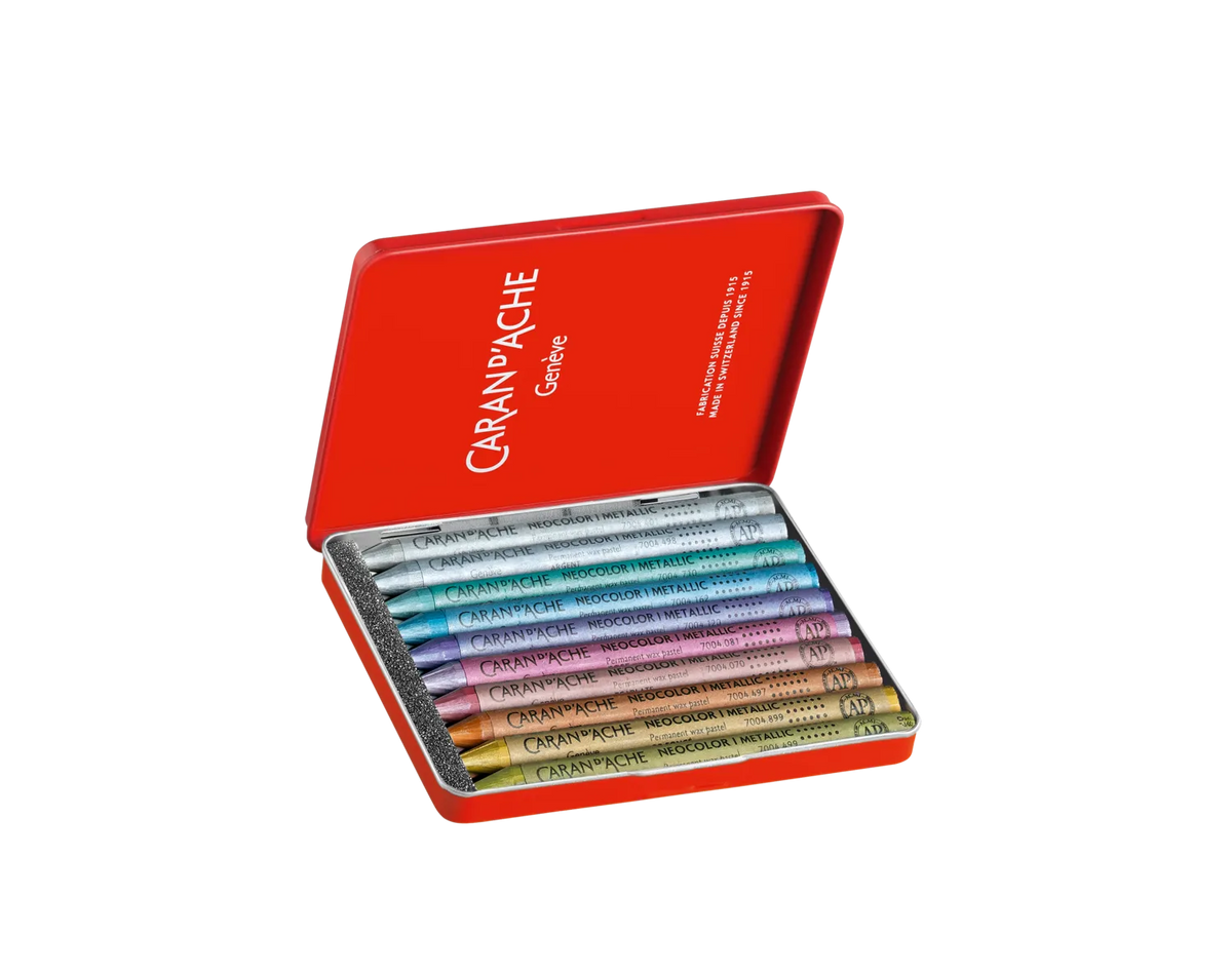 Caran d'Ache Neocolor I Metallic Wax Pastels, 10 Shades