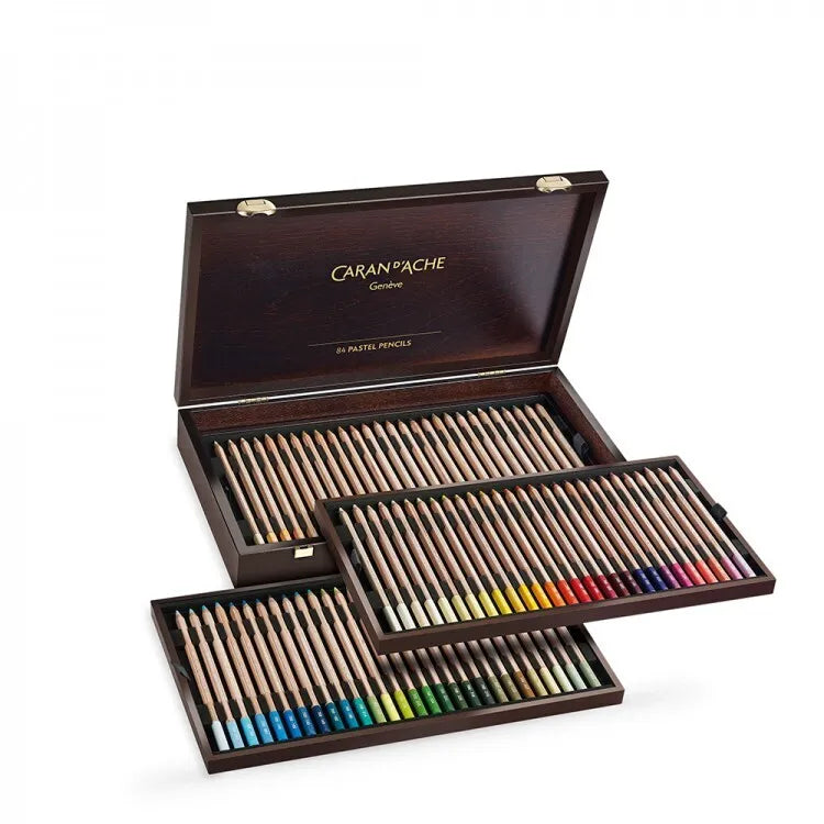 Caran d'Ache Artist Pastel Pencil Woodbox, 84 Pieces