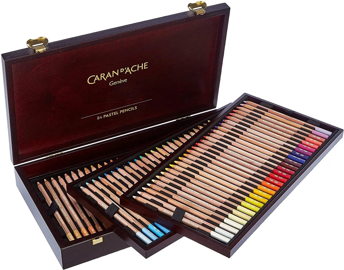 Caran d'Ache Artist Pastel Pencil Woodbox, 84 Pieces