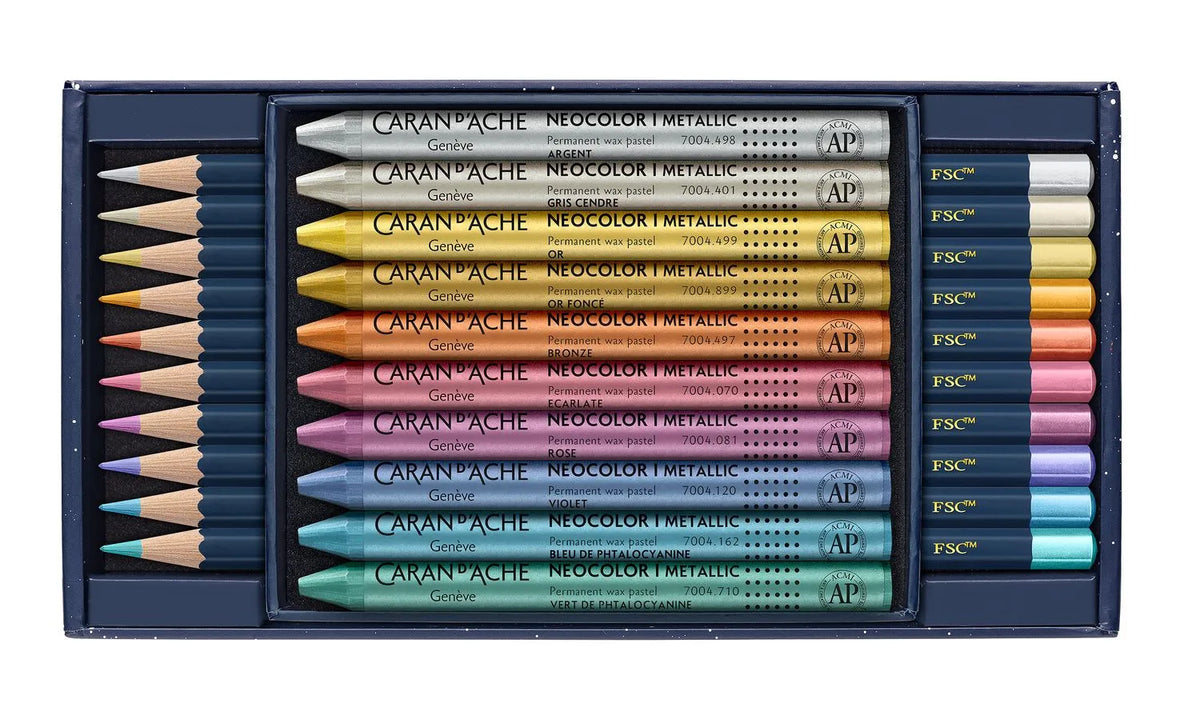 Caran d'Ache Cosmic Blue Mixed Media Metallic Set