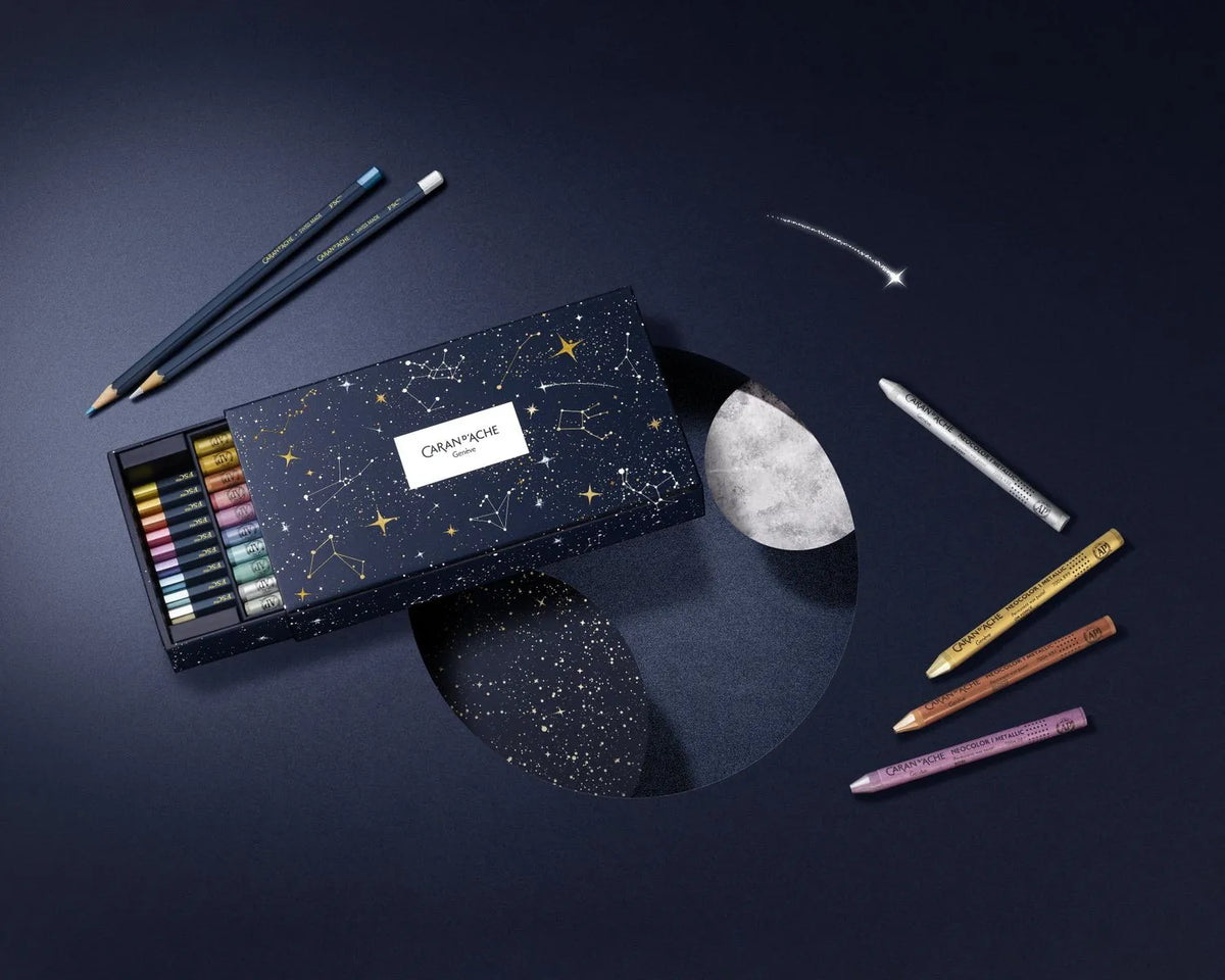 Caran d'Ache Cosmic Blue Mixed Media Metallic Set