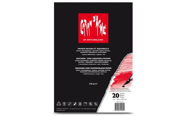 Caran d'Ache Drawing Pad, Studio Quality 220 gsm, 20 Sheets