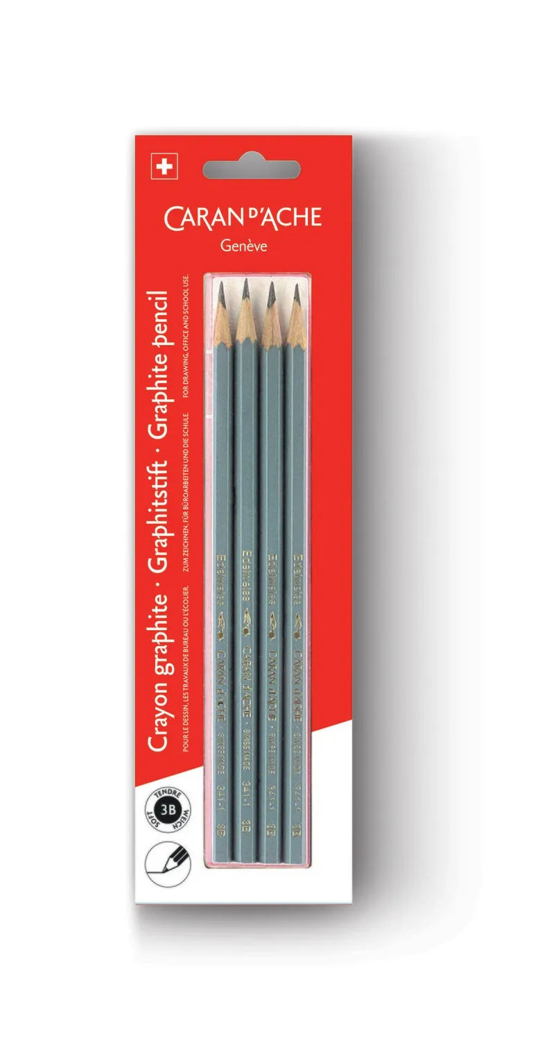 Caran d'Ache Edelweiss Graphite Pencil 3B, 4 Piece Set