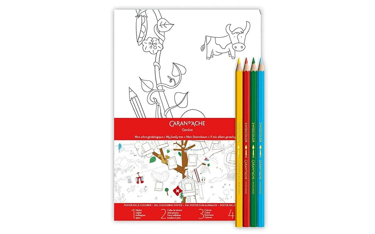 Caran d'Ache Family Tree XXL Poster with 4 Pencils