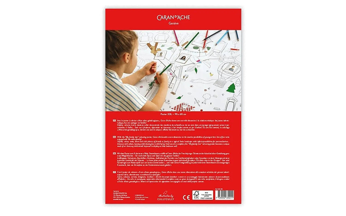 Caran d'Ache Family Tree XXL Poster with 4 Pencils