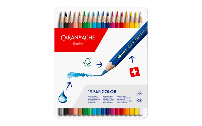 Caran d'Ache Fancolor Colour Pencils, 18 Assorted