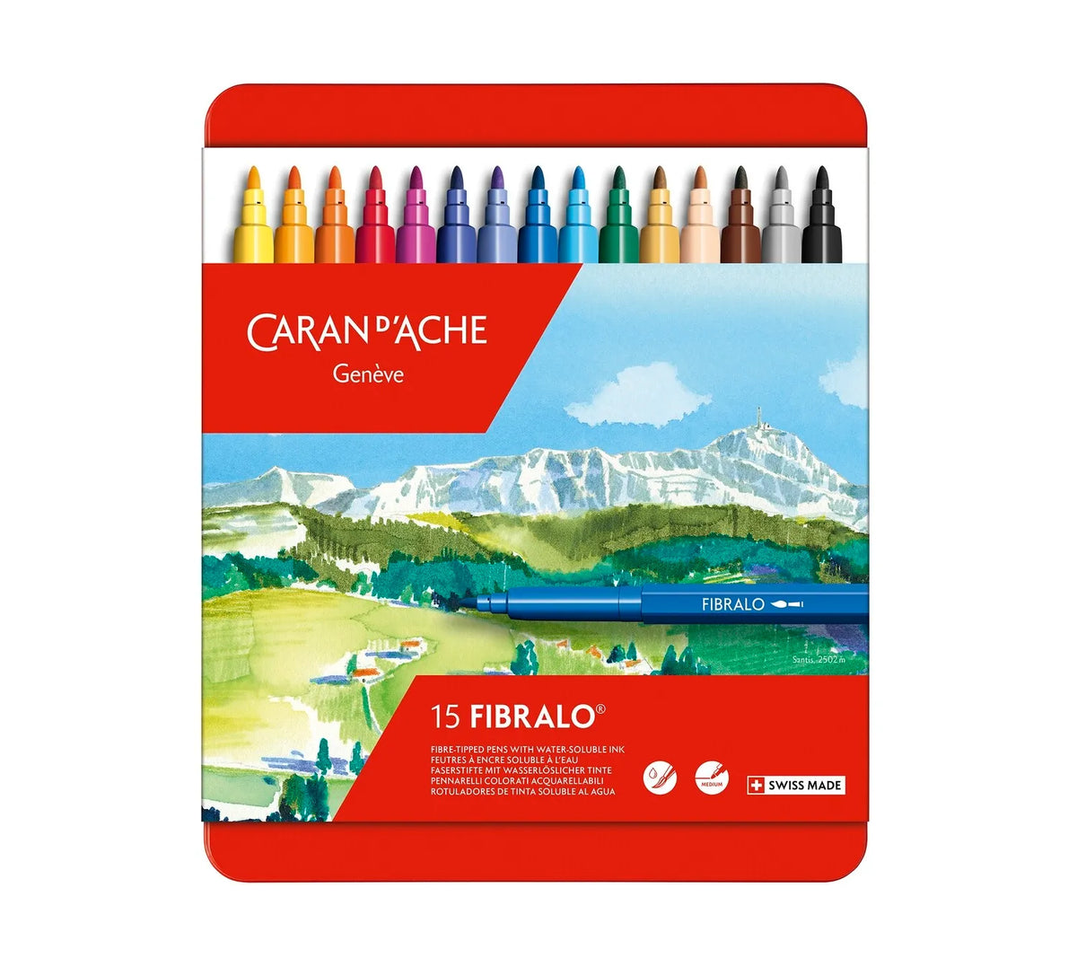 Caran d'Ache Fibralo Metal Box 15 Colours
