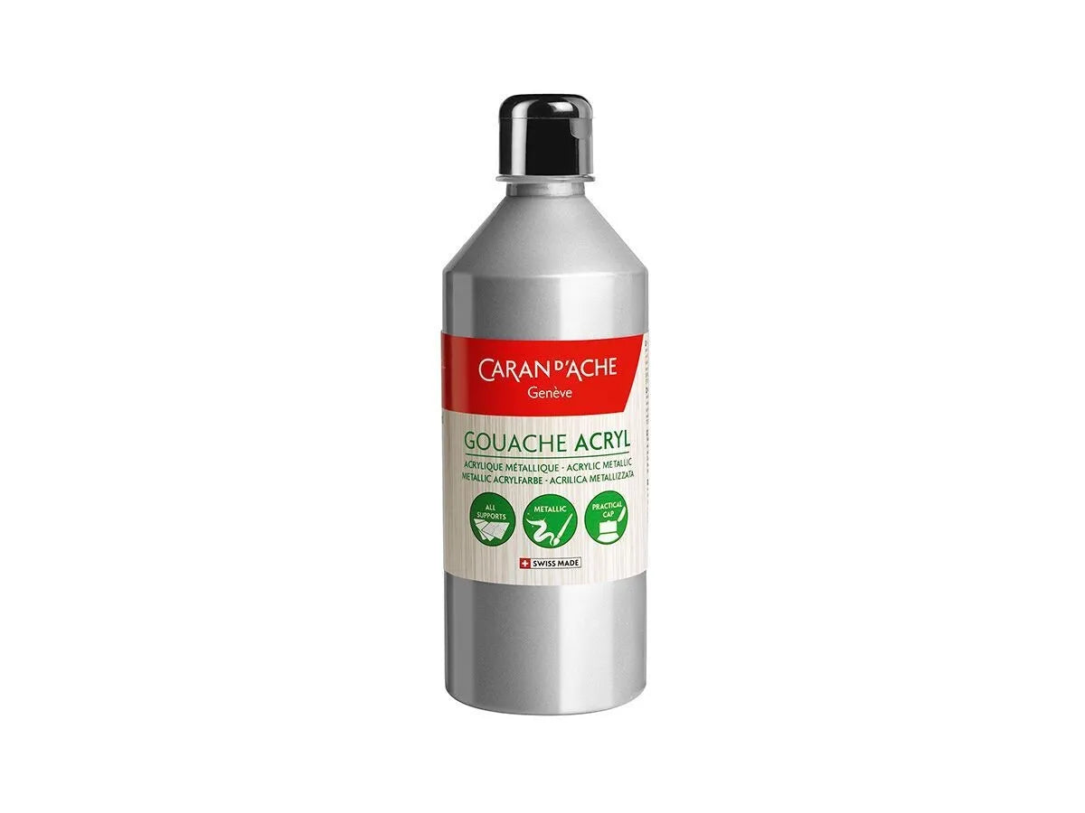 Caran d'Ache Gouache Acryl Liquid 500 ml, Silver