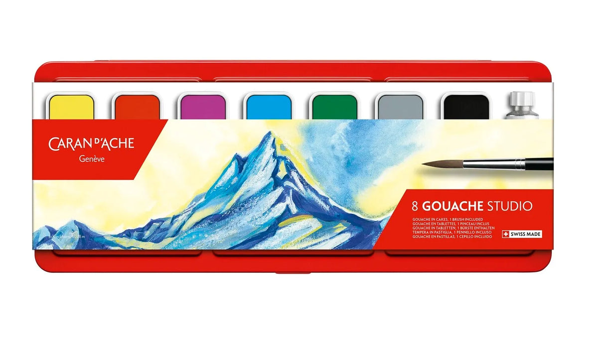 Caran d'Ache Gouache Studio Metal Box, 8 Colour Tablets