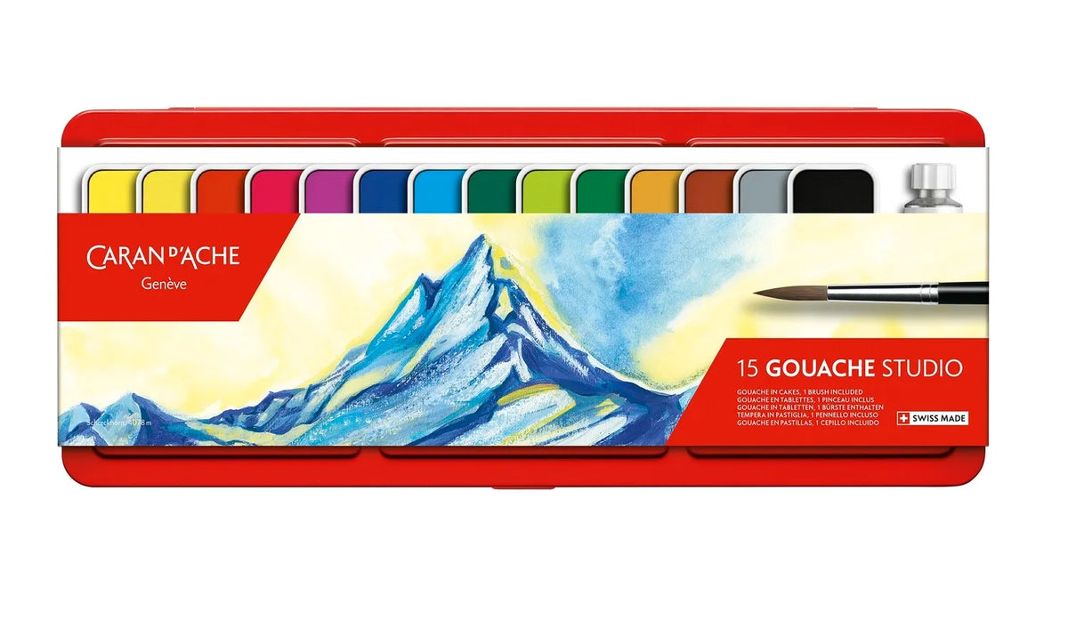 Caran d'Ache Gouache Studio Metal Box, 15 Colour Tablets