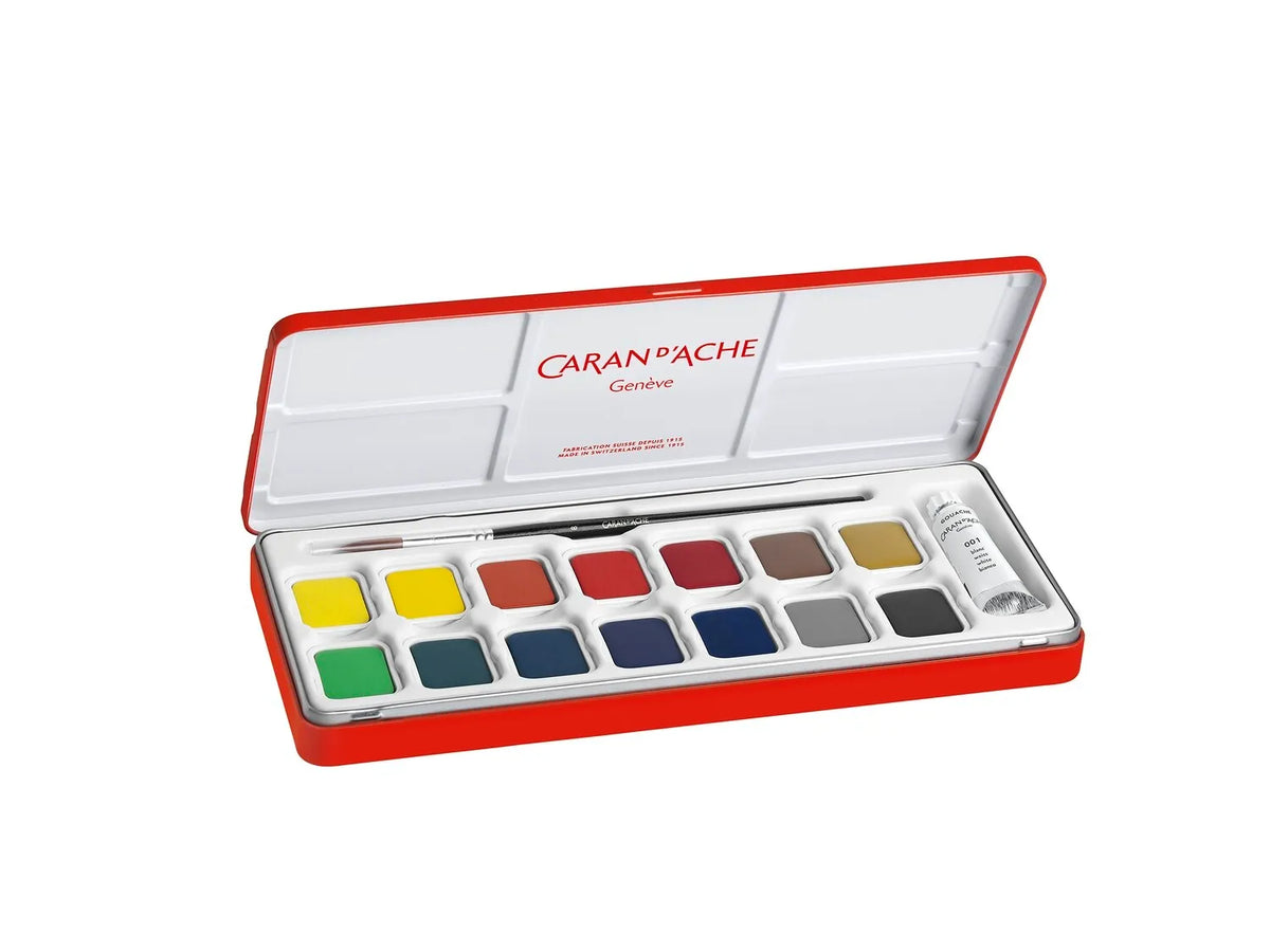 Caran d'Ache Gouache Studio Metal Box, 15 Colour Tablets