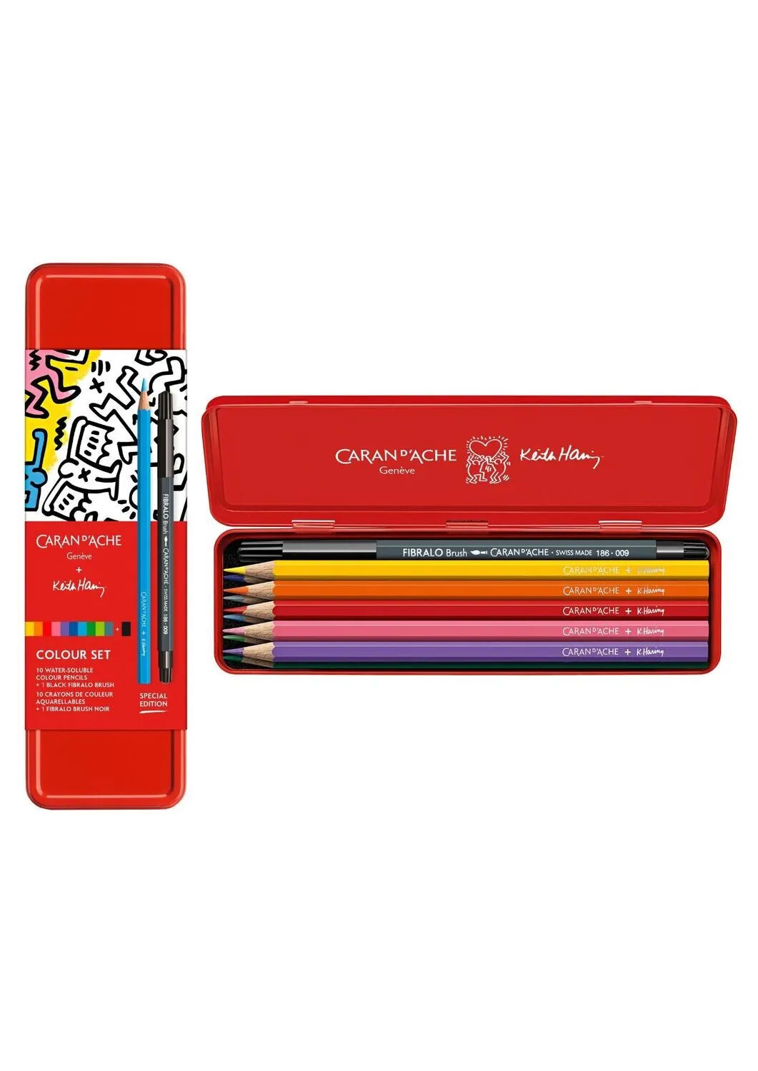 Caran d'Ache Keith Haring Colour Set - 10 Water-Soluble Pencils & Brush Pen