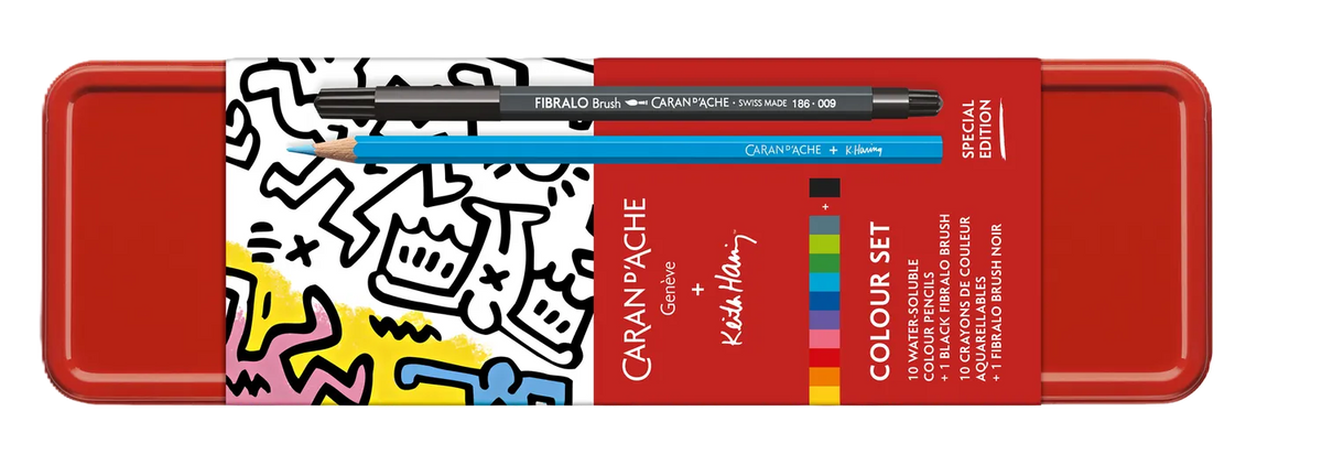 Caran d'Ache Keith Haring Colour Set - 10 Water-Soluble Pencils & Brush Pen